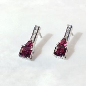 Garnet Earrings Asscher Cut 1.2 Carats tw Sterling Silver